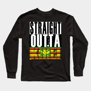 Straight Outta Kihei, Maui Hawai'i Kanaka Maoli Flag by Hawaii Nei All Day Long Sleeve T-Shirt